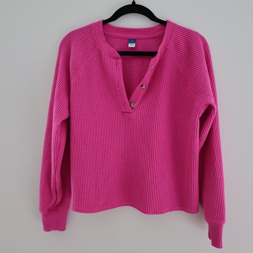 Women's Old Navy Size Small Pink Henley Style waffle shirt